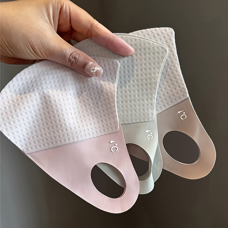 3pcs Women's Outdoor Face Masks - Breathable Ice, Lightweight & Seamless Design in Coffee, Pink & Green, Perfect for Summer Sun Shade & Casual Wear, Clothing