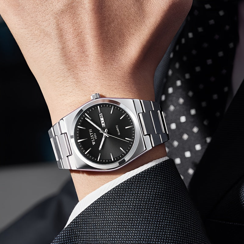 A Straightforward Men'S Timepiece, Glowing Sports Quartz Watch, Stylish Wristwatch for Men, Refined Standard Gear for Gentlemen. Date Adjustable in Multiple Languages.
