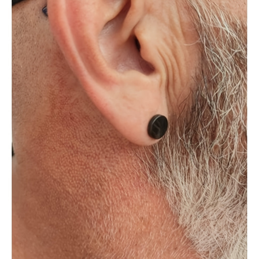 8/9/12/14pcs Magnetic Stud Earrings for Men Round Square Embellished Stud Earrings