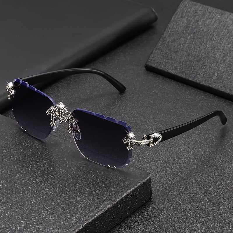 Fashion Frameless Square Decorative Glasses - High-quality Rhinestone Inlay Design - Men's And Women's Versions Available - Suitable for Various Scenarios Such As Daily Wear, Leisure Activities, Styling Shoots, Etc.