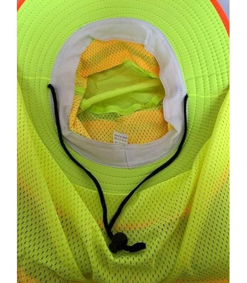 Men High Visibility Reflective Sun Hat with Neck Flap Wide Brim Boonie Hat Bucket Cap