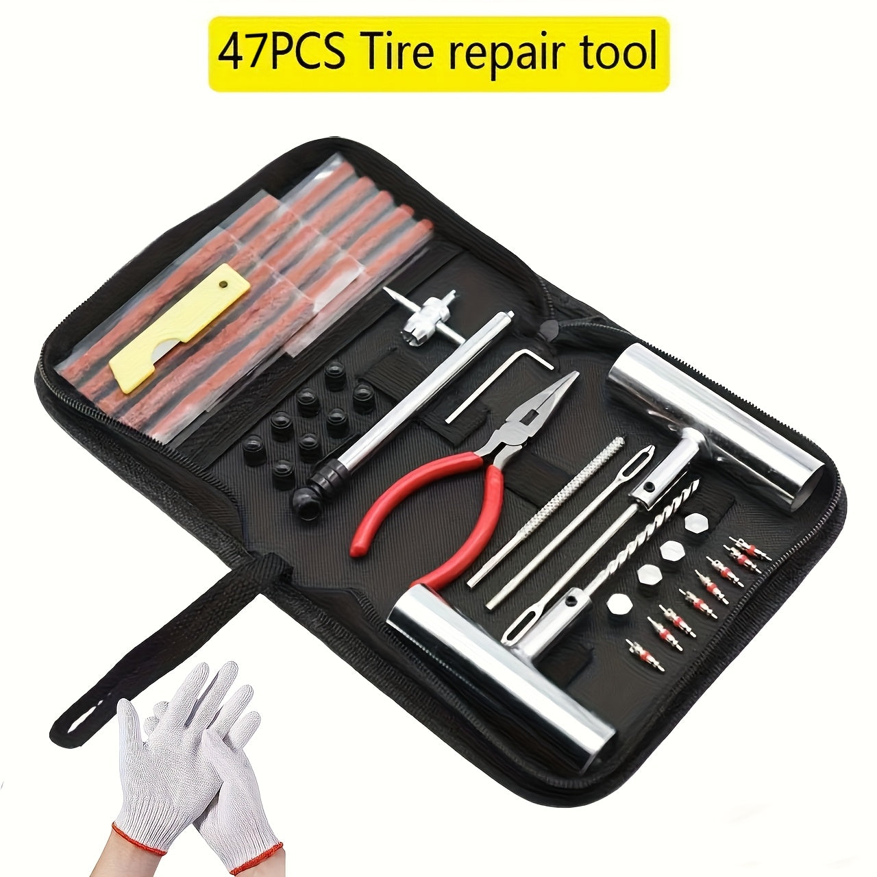 47/58/104/116pcs Tire Repair Tool Kit, Industrial Hand Tool Combination, Suitable for Cars, Motorcycles, Trucks, Tractors And Trailers, Durable Materials, No Battery Required, Automotive Maintenance Essentials. Valentine's Day Gift.