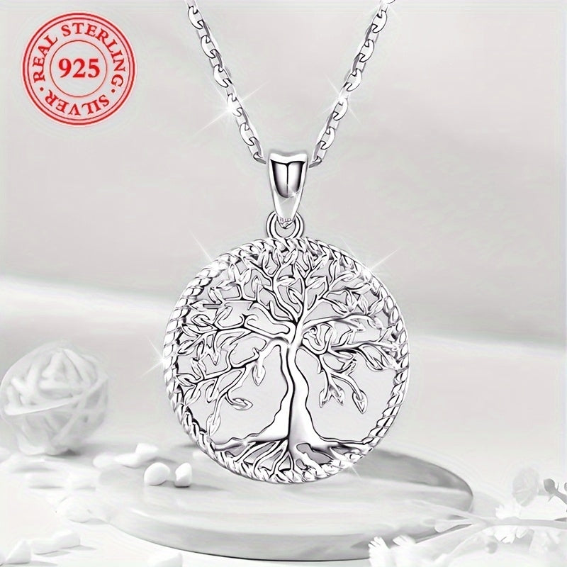 [Tree of Life Necklace] Sterling Tree of Life Necklace Elegant 925 Sterling Silvery Tree of Life Pendant Necklace - Hypoallergenic, Perfect for Casual Attire And Gifting