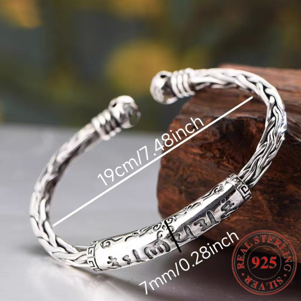 925 Sterling Silvery Silver Motto Bracelet, Six Character Motto, Retro Fashion, Simple And Elegant, Valentine's Day Gift