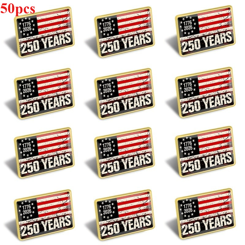 50pcs/50pcs Suitable for History Buffs & Collectors: 250th Anniversary of USA Founding (1776-2026) Retro Brooch Badge Collection - Commemorative Gift for &, for Patriotic Events, for /Office Display