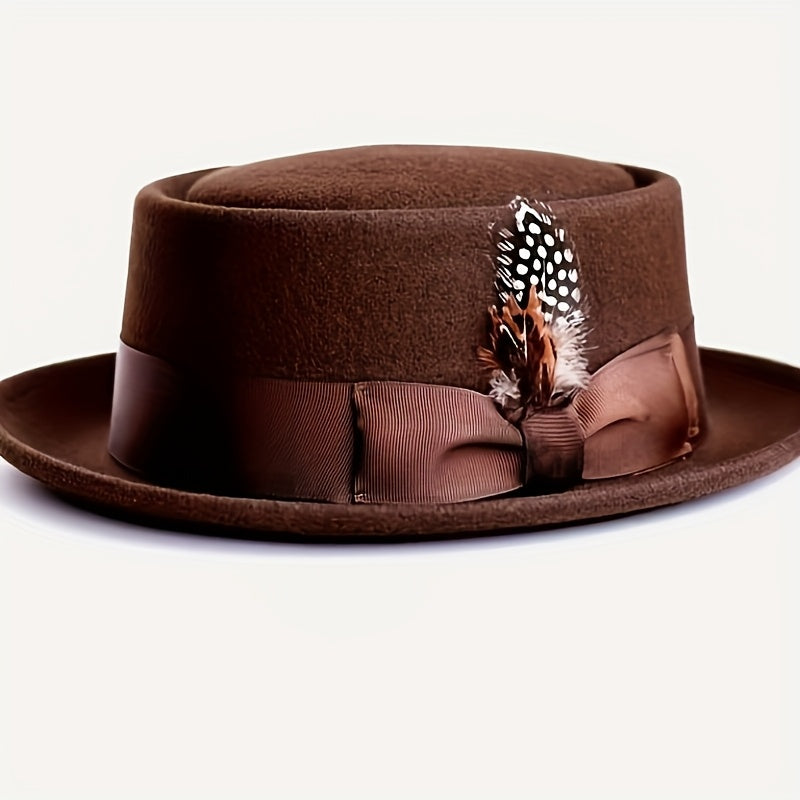 Valentine's Day Gift - Adjustable Pork Pie Hat - Premium Wool - Ideal for Dress Parties, Weddings, Festivals, and the Best Choice for Christmas Gifts
