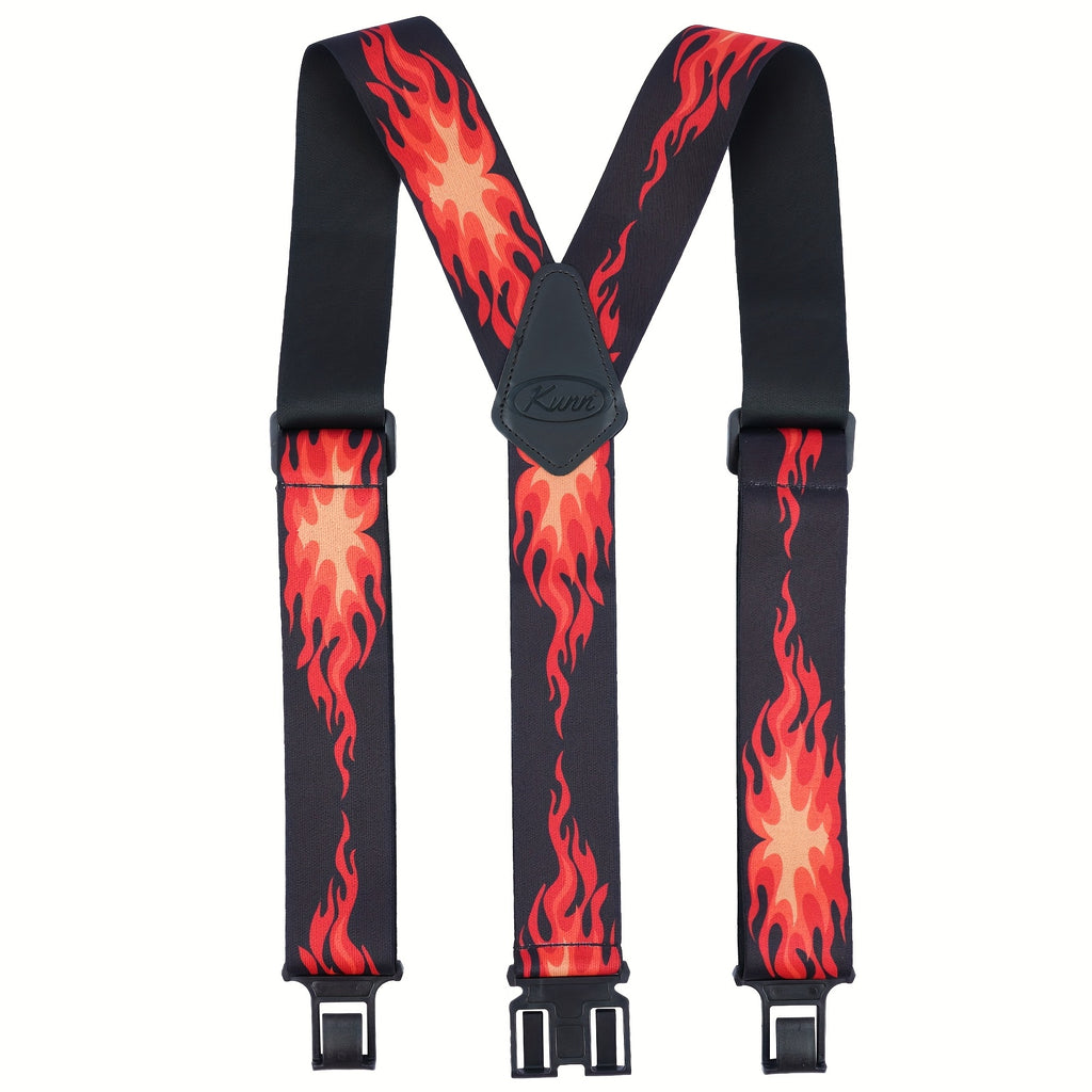 KUNN Men's 1.5 Inch Adjustable Y Back Suspender, Elastic Hook End Suspenders
