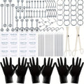 [120pcs Piercing Kit] Local Warehouse 120pcs Professional Body Piercing Kit - Stainless Steel 14G 16G Jewelry - Belly Nose Lip Septum Rings - Tool Set