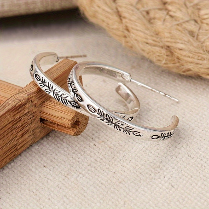 925 Sterling Silver Handmade Jewelry Hoop Earrings, Hypoallergenic Jewelry Gifts for Her, Stamped Everyday Earrings