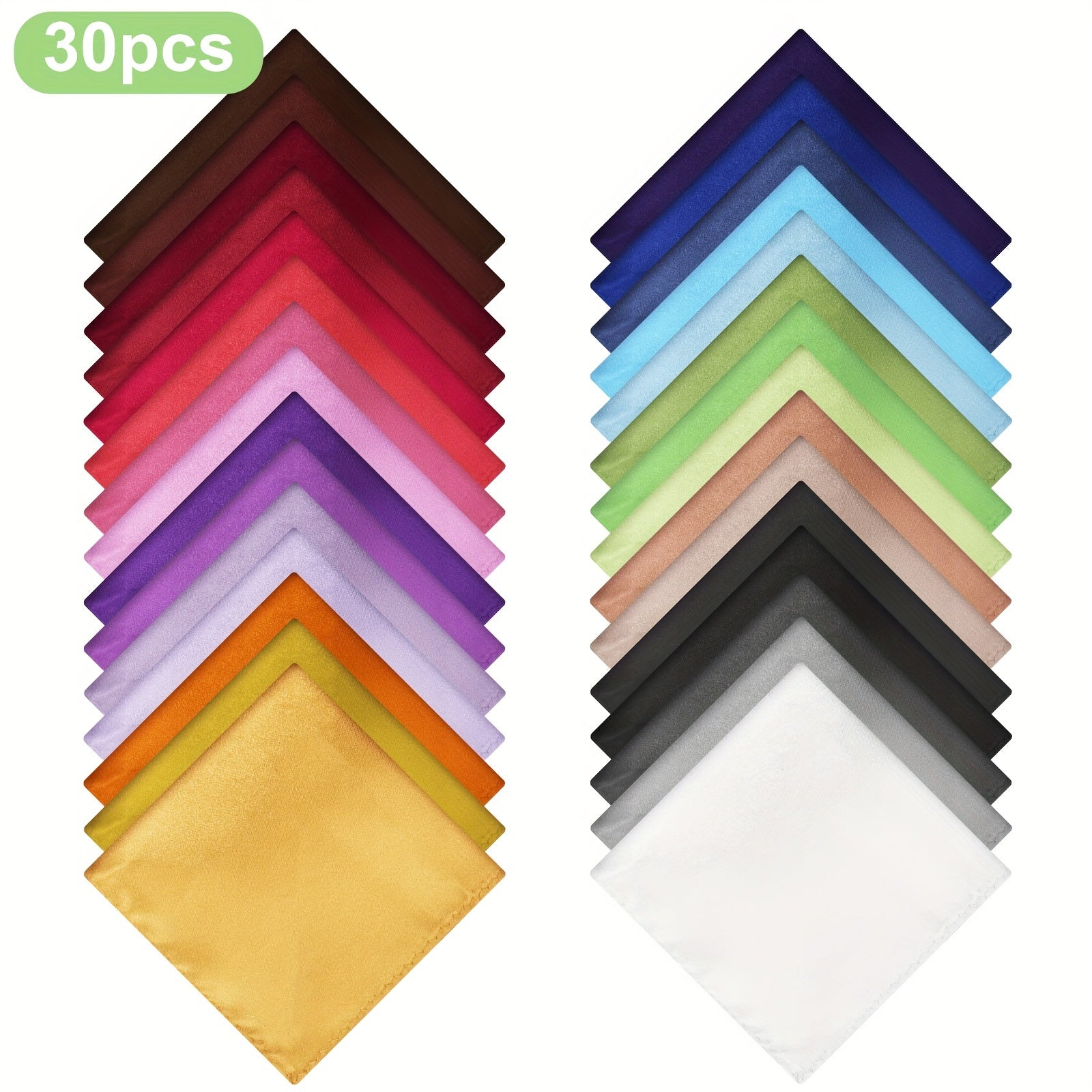 30pcs Handkerchiefs for Men, Solid Color Square Scarves, Pocket Square, Men's Pocket Scarves, Ideal for Weddings, Crafts, Everyday Use, Speeches, Evening Parties, and