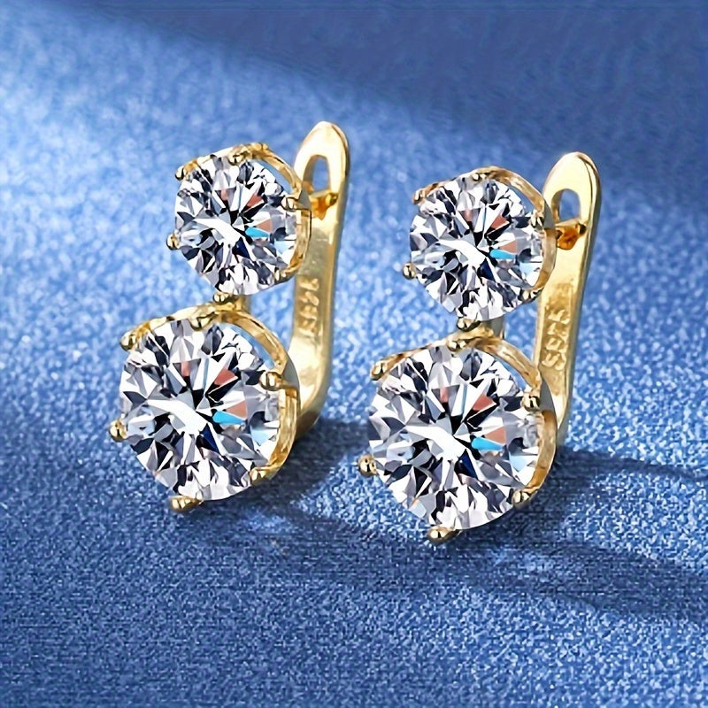 A Total Of 2pcs Of 925 Silver Eternal Luxury, 1 Carat Moissanite Stud Earrings Luxury, + Plus A Pendant Necklace Perfect for Weddings, Commitments And Special Days - Mother's Day, Christmas A Charming Gift for Her On Valentine's Day