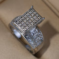 S925 Sterling Silver Women'S Wedding Ring, Luxurious Full Set Cubic Zirconia, Fashionable Square Shape, Electroplated Golden Two-tone Design, Suitable For Daily Wear/ Wedding/ Party, Comes With Gift Box, Total Weight Of The Product (7.1g)