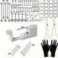 120pcs DIY Piercing Men's Piercing Set 14G Hole Tools, Medical Stainless Steel Needle 14G 16G BCR CBR Lip Stud Lip Ring Prevention Ear Stud Earrings Septum Nose Stud Belly Button Ring Jewelry Needle Gloves Clip Tools