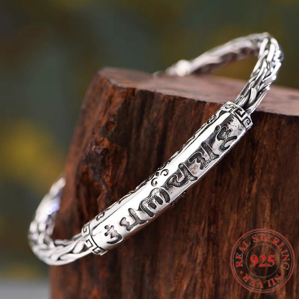 925 Sterling Silvery Silver Motto Bracelet, Six Character Motto, Retro Fashion, Simple And Elegant, Valentine's Day Gift