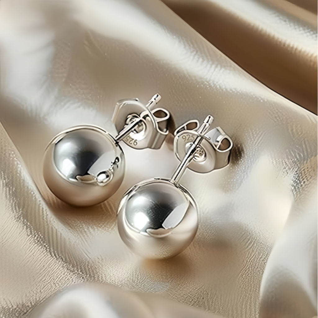 S925 Sterling Silver Stud Earrings Simple Design Ear Piercing Jewelry Decoration Daily Wear10mm Jewelry for Women Gift