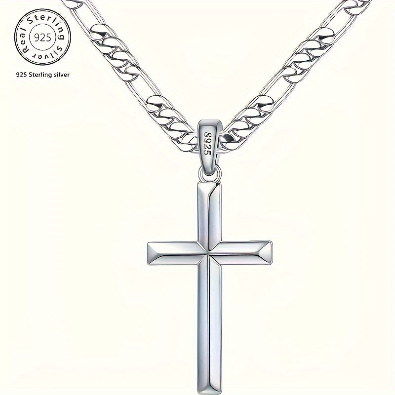 925 Silver Cross Design Pendant Chain Necklace, Anniversary Gift Christmas Gift