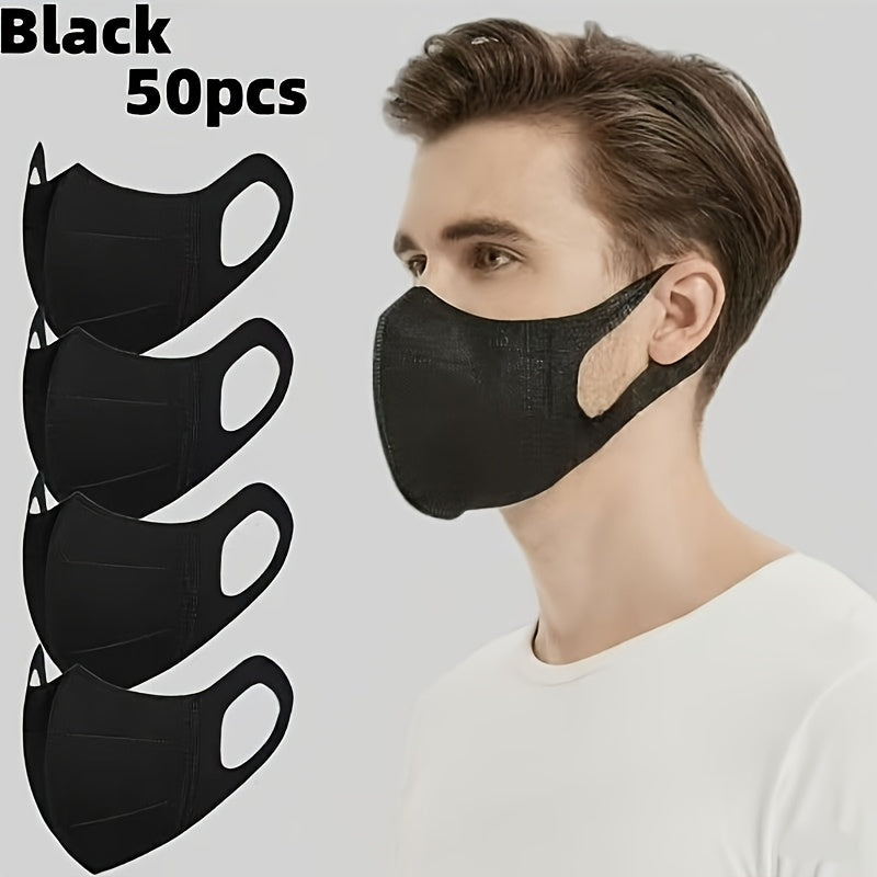 50-Pack Breathable Face Masks, Fashionable High-Elasticity Wide Ear Loops, Individually Packaged in White And Black, Daily Protection, Comfort Fit for Office Use Travel Outdoor Activities