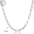 925 Sterling Silver Paperclip Chain Necklace for Women & Men - 3mm Thick, 20/ 22/ 24 Inch, Bohemian Style, Synthetic Stone, Perfect for Daily Wear or Gifting, Gift Box Included, Everyday Jewelry|Bohemian Style|Durable Chain, Necklace for