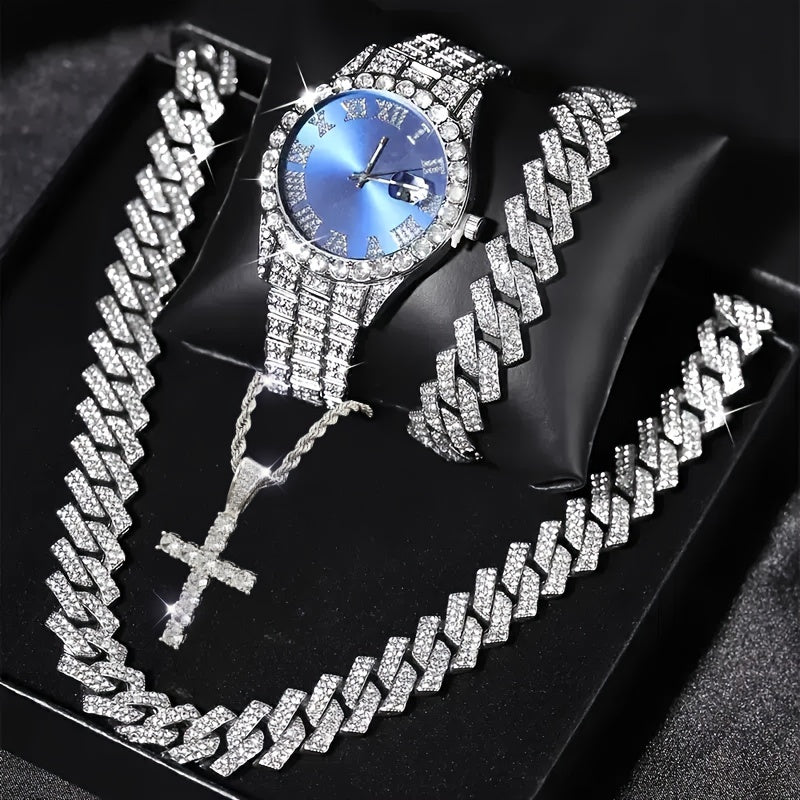 Set Of 3 Pieces And Set Of 4 Pieces, Men's Watch Set, Mayer Migu Necklace Bracelet Set, Men's Cross Necklace Set Gift