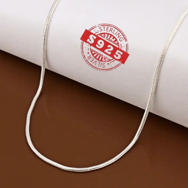 925 Sterling Silver Snake Bone Necklace, Hip-Hop Korean Style, Non-Plated Solid Chain for Parties and Music Festivals, Women'S Minimalist Jewelry Gift - 5pcs Set