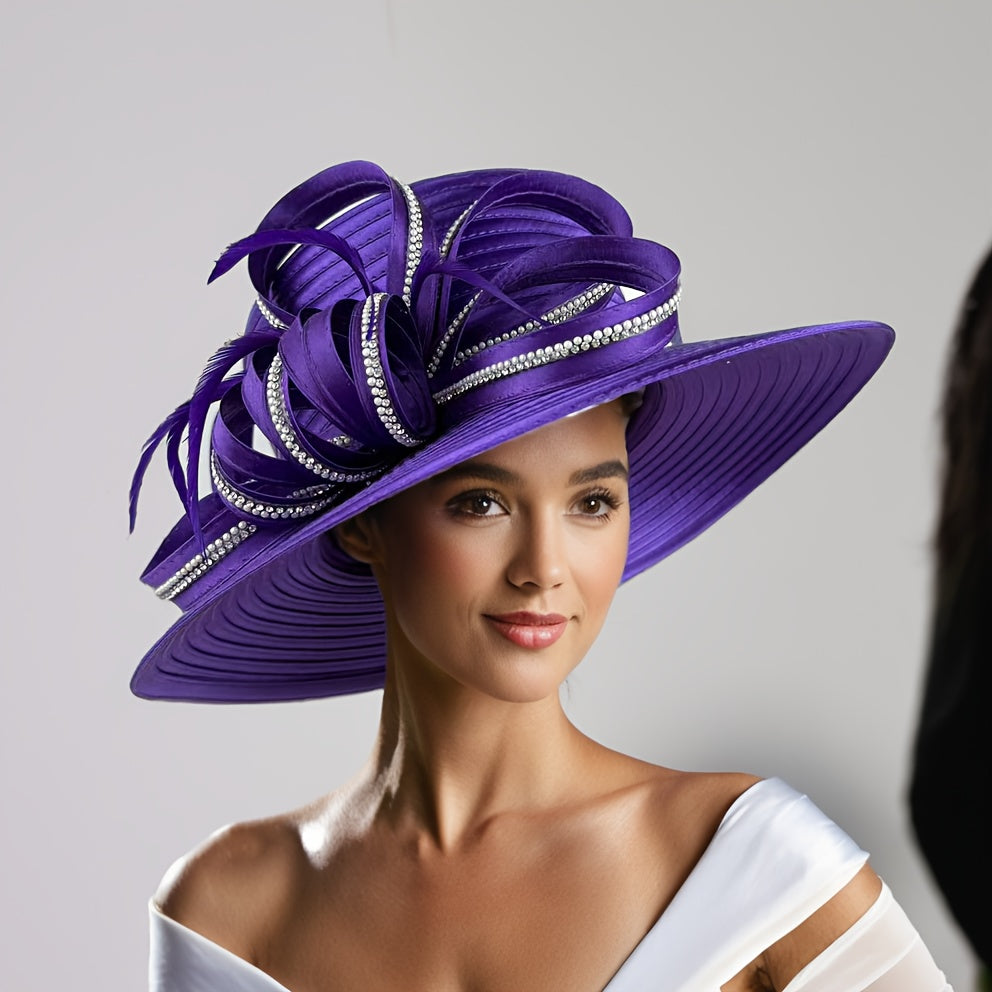 Handmade Ladies' Wide-Brim Church Hat Suitable for Weddings & Special Occasions - Elegant Sunday Bonnet Gift for Mothers, Grandmothers, Box Packaging, Dry Only, for the, for the Church, for the Event