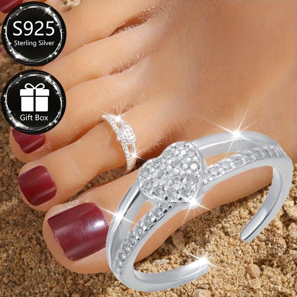 1pc of S925 Sterling Silver Valentine's Day Heart-shaped Anklet, Women's Adjustable Beach Anklet, Summer Party Accessory, Suitable for Summer Wear and Vacation. Total Product Weight: 1.3g