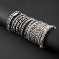 12pcs Set: Men'S Hip Hop Stainless Steel Cuban Chain Bracelet - Perfect for Daily, Party, And Festival Use