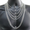 Stainless Steel Cuban Curb Chain Silvery 16"-30" Men Choker Fashionable And Beautiful Necklace 3/5/7/9/11Mm