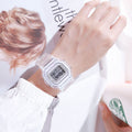 Transparent Square Digital Watch Compatible for & - Retro Clear Case Multi-Function LED Smartwatch with Movement, Square Face & Strap - Trendy Wristwatch for Daily Use, Sports, Casual & Professional -