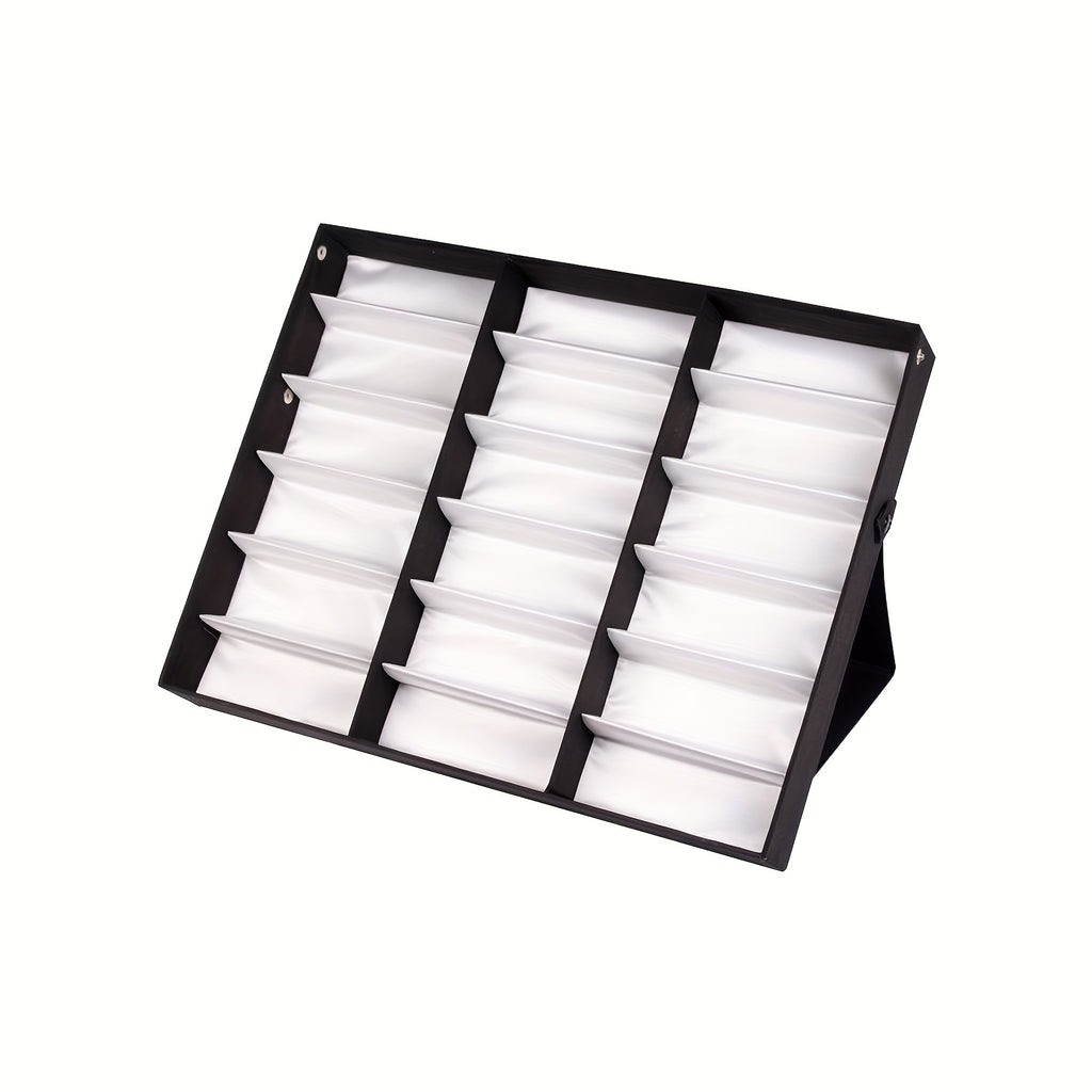 18 Grids Eyeglass Display Box Showcase Organizer Velvet Eyeglasses Collector Showcase Organizer Jewelry Tray Stand