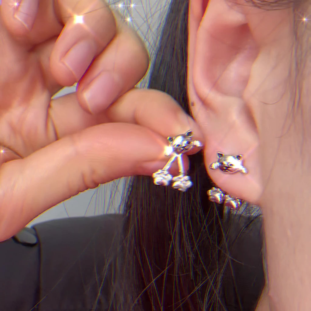 S925 Sterling Silvery Female Cat Paw Hanging Earrings, Creative Design, Cute Pet, Exquisite and Sweet, Suitable for Daily Versatile Gift Giving, Low Allergy, Can Be Stuffed into Socks as a Christmas Gift, Special Offer