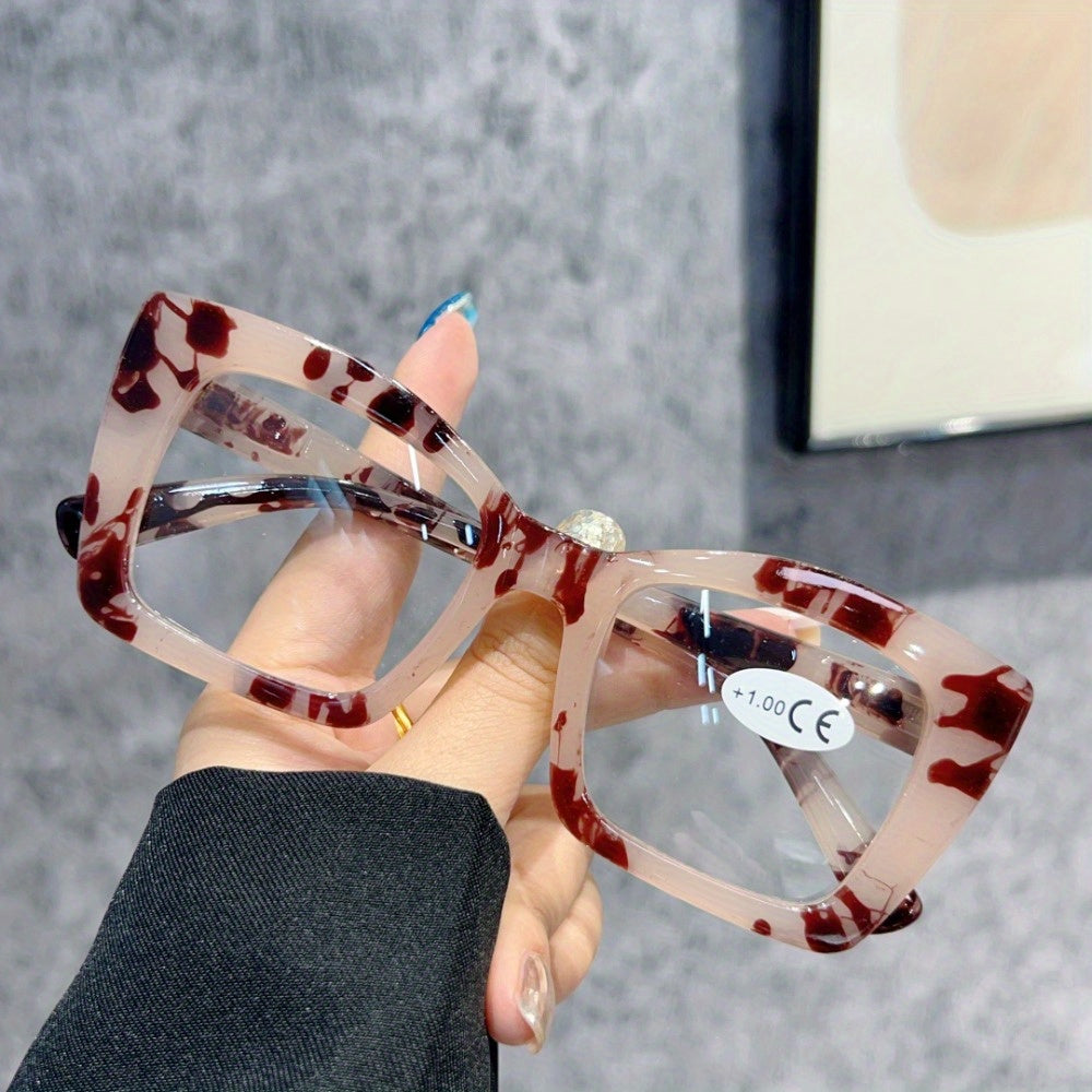2025 New Arrival: 4 Pairs Of Value-for-Money Reading Glasses Stylish Reading Glasses For Men And Women Cat-eye Oversized Frames In European And American Fashion Styles Featuring Sturdy Spring Hinges No Batteries Required
