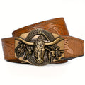 LCG LUCHENGYI Men'S Belt, Adjustable Ratchet Belt Made of Faux Leather, Automatic Click Buckle Western Cowboy Style, Perfect Gift for Father'S Day