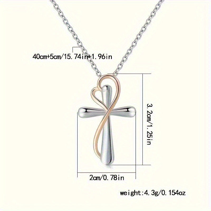 925 Sterling Silver Love Cross Women's Pendant Necklace Jewelry Gift for Mother, Soulmate, Girlfriend