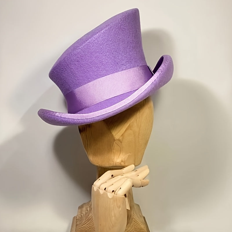 Adjustable - Women's and Men's Asymmetrical Wool Hat with Ribbon, Wool Felt Top Hat for Parties, Church Hats, the Best Choice for Christmas Gifts