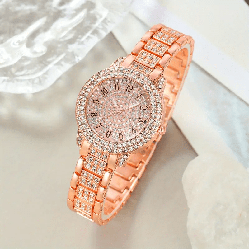6pcs/set Watches for Women, Luxury Jewelry Set with 5pcs - Bracelet, Necklace, Earrings, Ring Jewelry for Women Set, Elegant Womens Watches, Valentine's Day Birthday Gifts for Women, Reloj De Mujer, Watches for Women, No Boxes.