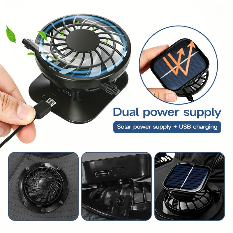 Solar-Powered Cooling Hat with Sun Protection, Featuring a Three-Speed Adjustable Fan Cap. A Beach Hat, a Sun Hat, Suitable for Both Men And Women, Ideal for Beach Camping