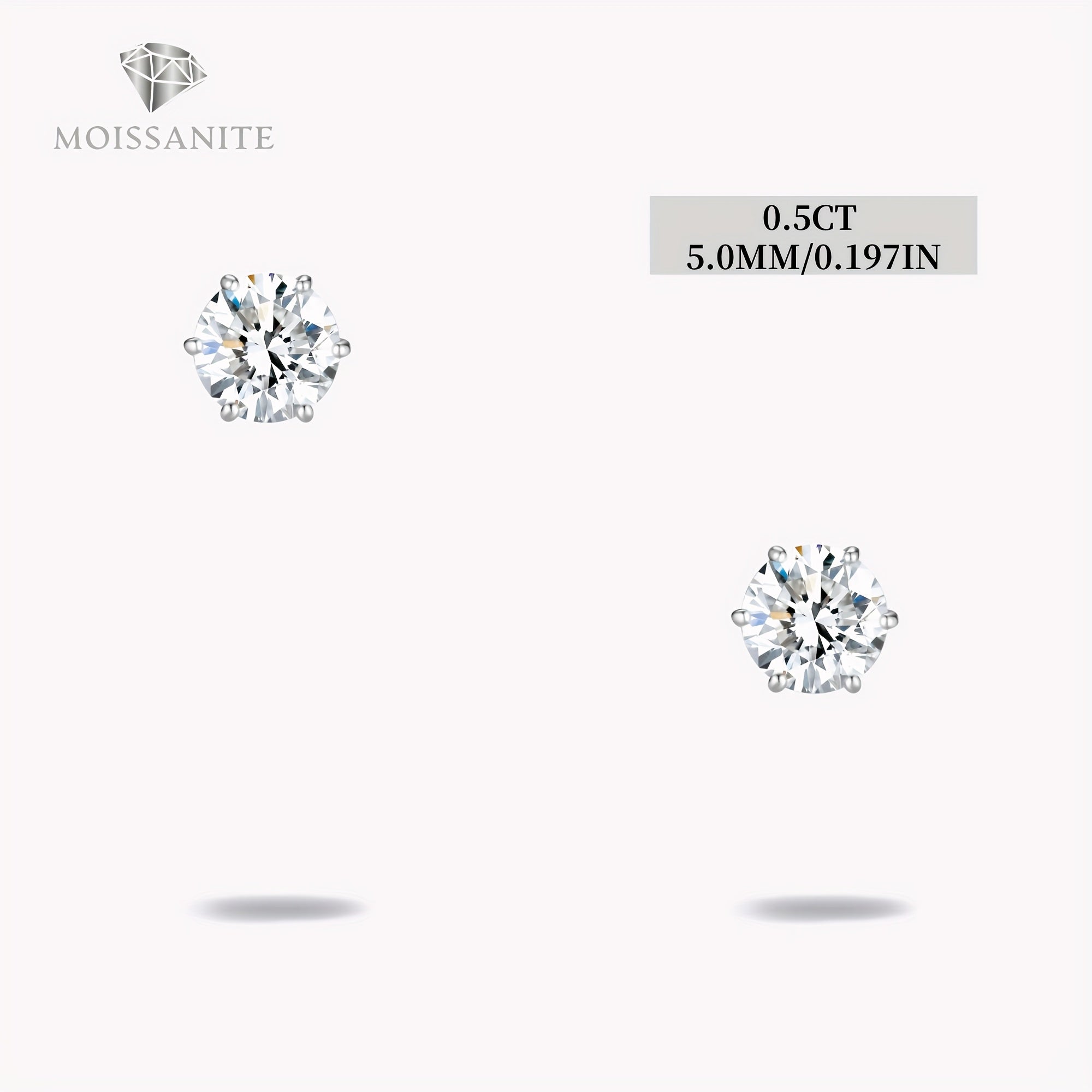 Exquisite Moissanite Stud Earrings, D Color VVS, Brilliant Round Cut, S925 Sterling Silver, Perfect Jewelry Gift For Birthday, Christmas, Valentine'S Day, With Velvet Pouch, Silvery Polishing Cloth & Ear Backs. Total Weight Of The Product (4.25g)