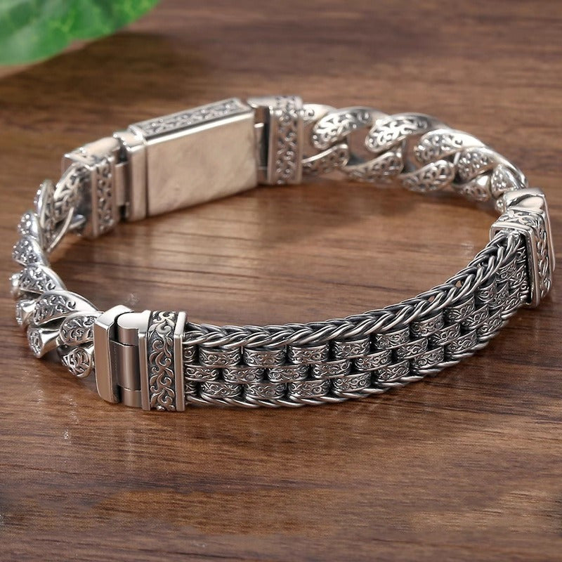 1pc S925 Silvery Men'S Bracelet, Fashion Bracelet, Silvery Bracelet, Men'S Birthday Gift Jewelry, Father'S Day Gift, Boyfriend Gift, Birthday Gift, Perfect Gift for Boys, Perfect for Daily Wear