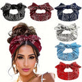 6pcs Bohemian Cashew Flower Women'S Bow Elastic Sports Headbands - Loose Elastic Headscarves, 6 Colors (Sky Blue/ Black/ Navy/ Wine Red/ White/ Red) Suitable for All Seasons, Outdoor And Daily Wear