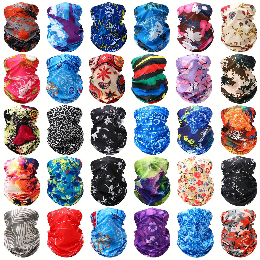30pcs Neck Gaiters Scarf Elastic Wrap Headband Sweat Absorbing Bandana for Women Men Sports Yoga Running