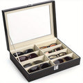 Luxury PU Material, 8-Cell Glasses Storage Case, Household Collection Case, Large Capacity Glasses Case