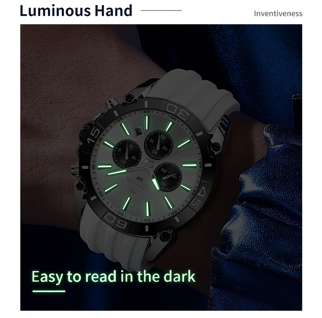 REWARD Men Watches Quartz Analog Luminous Date Wrist Watch Silicone Strap Luxury Casual Watch For Men