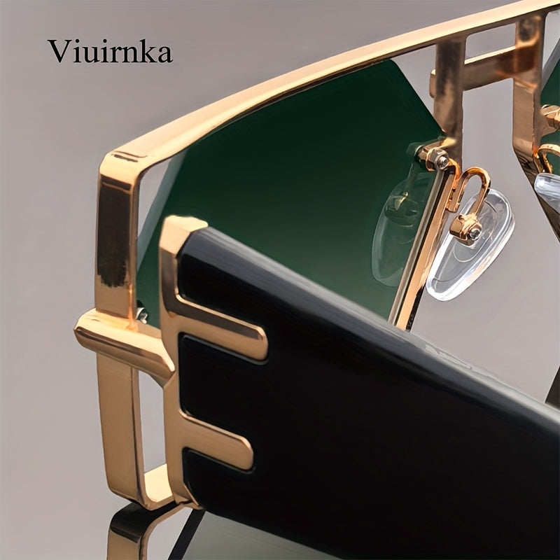 Unisex Oversized Hollow Square Sunglasses, Protection & Metal Frame, Trendy Exaggerated PC Lens Sunglasses, Beach Vacation Travel Essential, Includes Protection Case, Summer Fashion Accessories, Lightweight Durable Eyewear