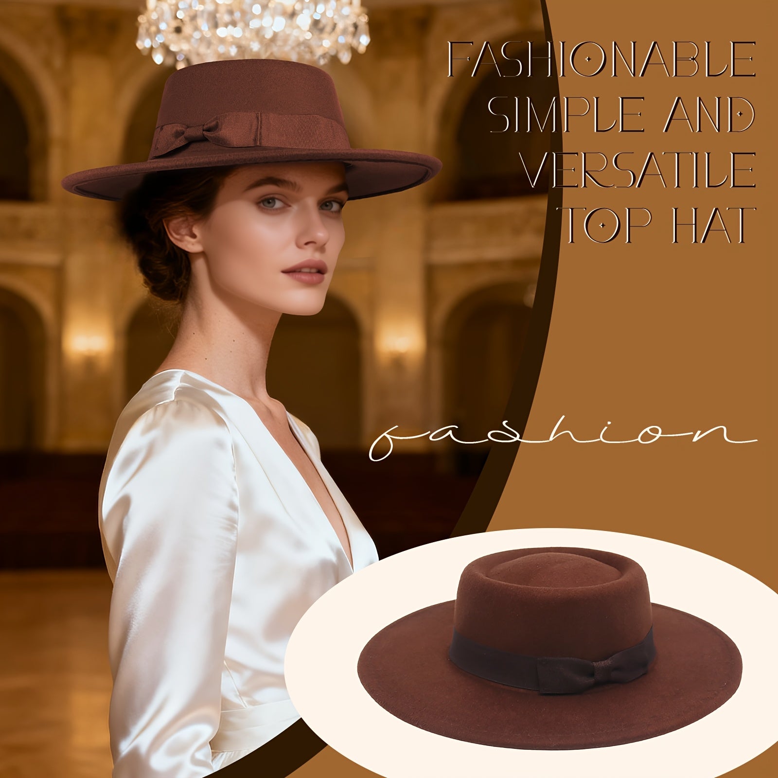 Women's Ladies Elegant Bow Fedora Hat Wide Brim Felt Hat Panama Church Derby Top Hat