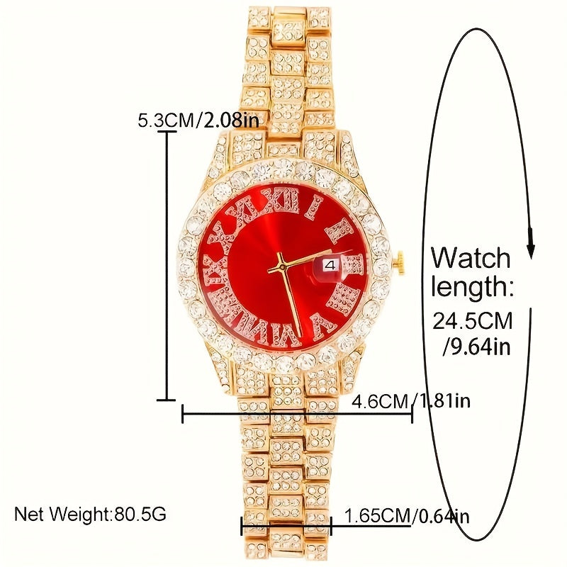 [Holiday Gifts, Christmas Gifts] 4pcs/Set, Men's Watch Set, Men's Cuban Necklace Bracelet Set, Men's And Women's Holiday Gifts, Christmas Gifts