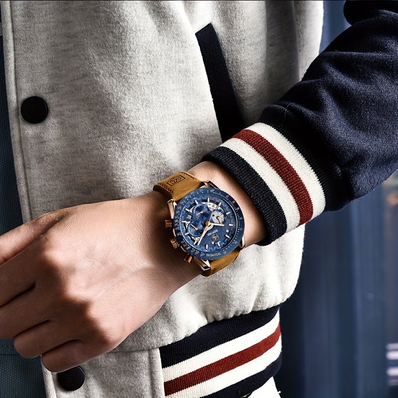 [BENYAR Luminous Chronograph Watch] BENYAR Analog Quartz Chronograph Luminous Watch - Big Face Mens Business Work Sport Casual Fashion Designer Dress Wrist Watch - Elegant Gift For Men