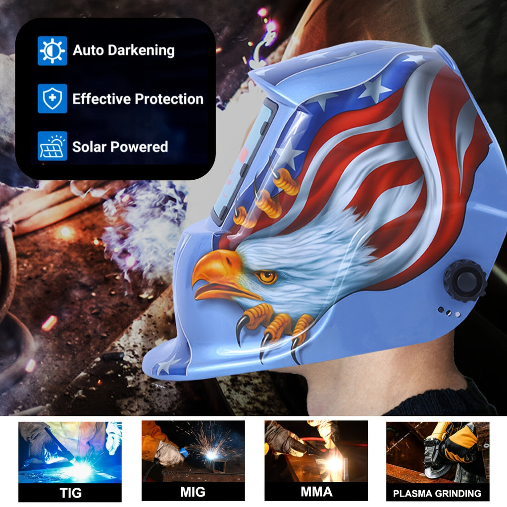 True Color Solar Powered Auto Darkening Welding Helmet, Large View Area True Color Welder Helmet Auto-Darkening Welding Helmet/Hood/Mask