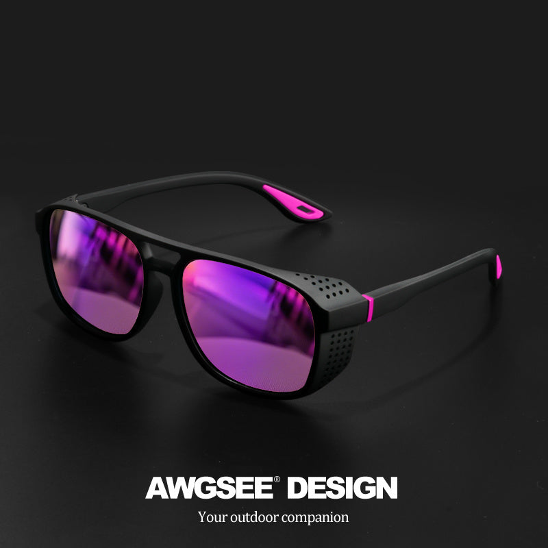 Circular Polarized Steampunk Sports Glasses - Stylish Polarized Running Glasses - Ideal for Fishing and Driving, Durable Side Cutout Frame, HD Lenses，sunglasses