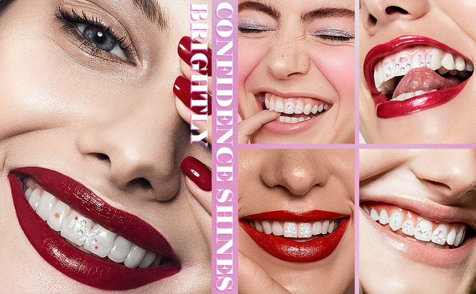 [Professional Tooth Gem Kit] WATRA Professional 260pcs Premium Multi Shaped Artificial Crystal Tooth Gem Kit | 2D Flat, Elegant Flat Back Crystals with Professional Applicator for A Chic, Refined Look, Grillz
